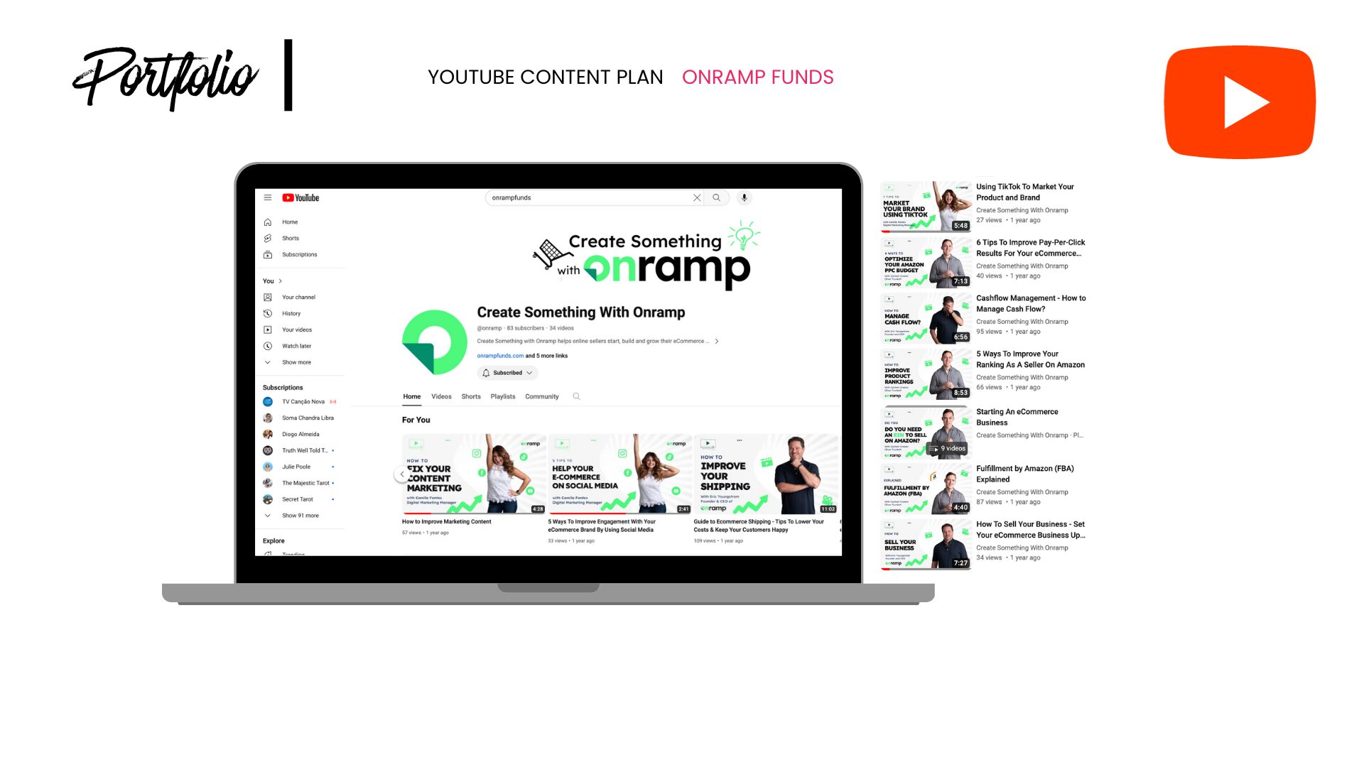 Onramp Funds client social media management youtube services