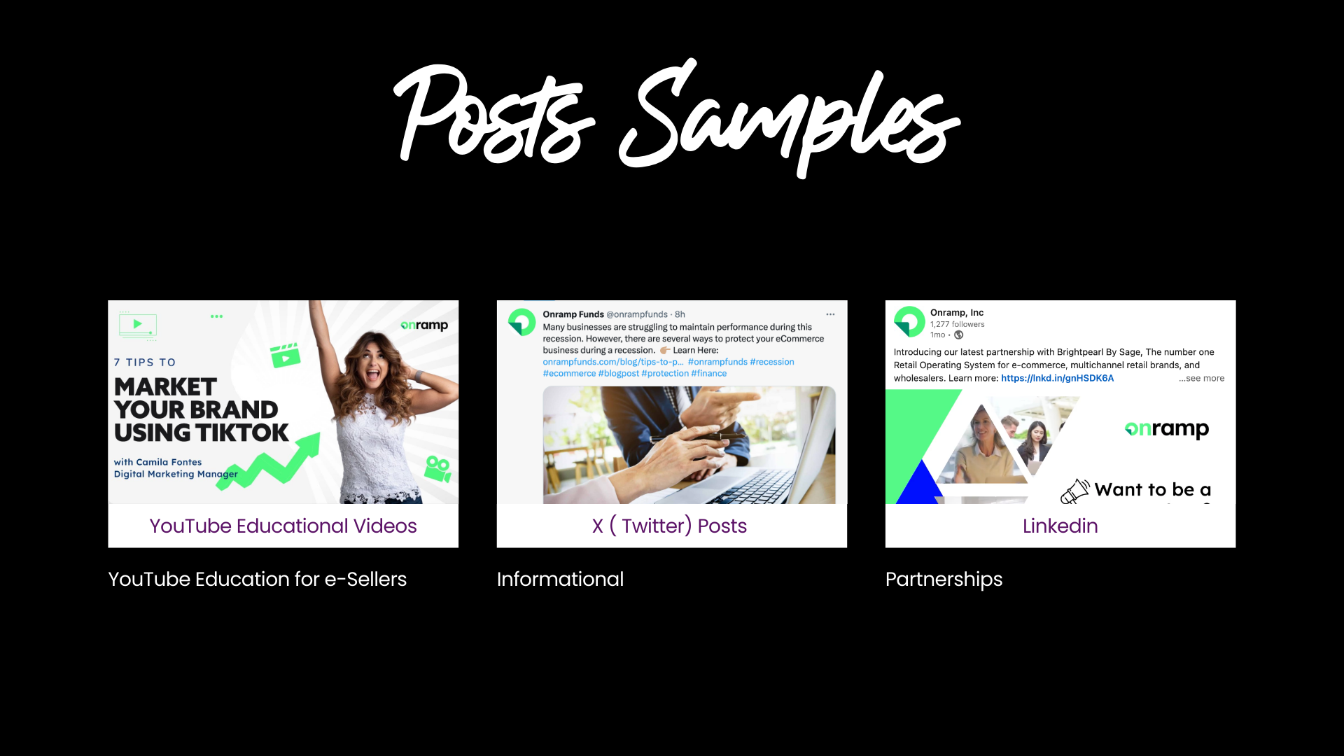 Post samples onramp funds